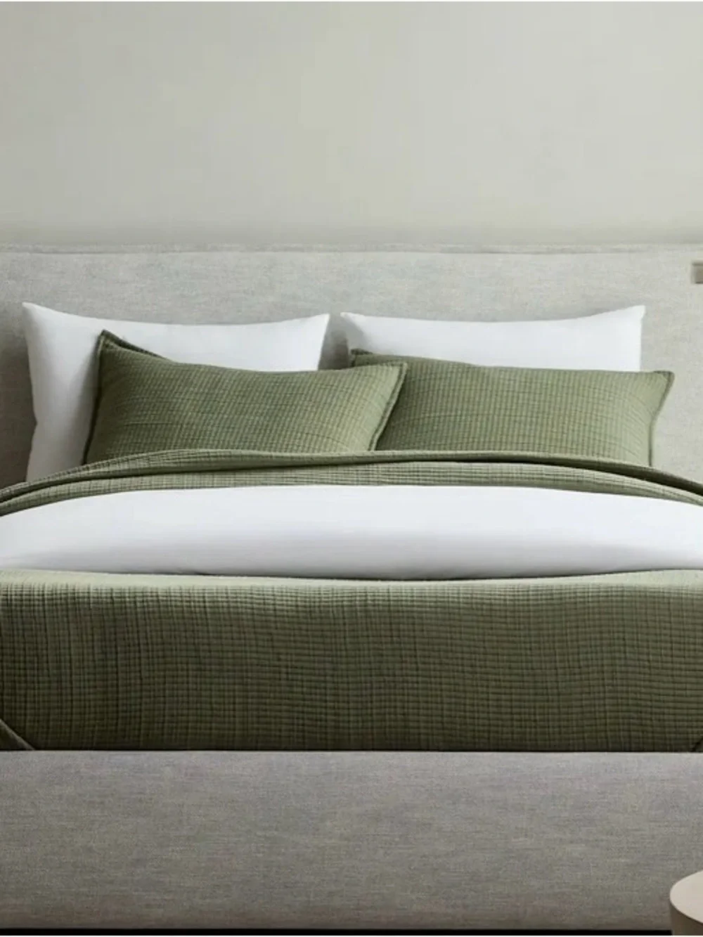 Quince Olive Organic Ribbed Cotton Coverlet